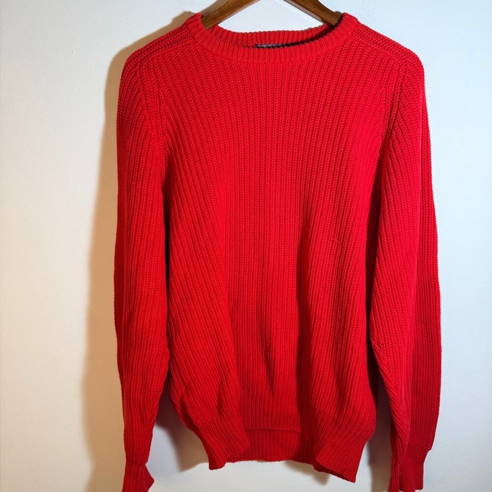 Vintage Lord & Taylor Cable Knit Classic Red Men's Sweater